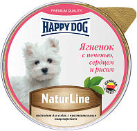 HAPPY DOG NATUR LINE для взрослых собак маленьких пород паштет с ягненком, печенью, сердцем и рисом (125 гр)