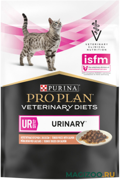 Влажный корм (консервы) PRO PLAN VETERINARY DIETS UR ST/OX URINARY для взрослых кошек при мочекаменной болезни с лососем пауч (85 гр)