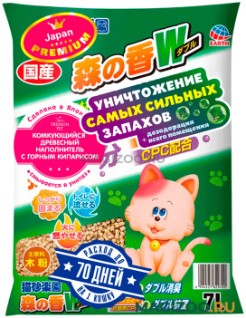 Наполнитель комкующийся Premium Pet Japan древесный с горным кипарисом для туалета кошек (7 л)