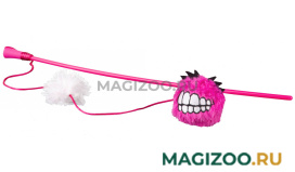 Игрушка-дразнилка для кошек Rogz Catnip Fluffy Grinz Wand плюшевый мячик с кошачьей мятой, розовая CTT05-K (1 шт)