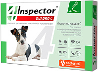 INSPECTOR QUADRO C капли для собак весом от 4 до 10 кг против внутренних и внешних паразитов  (1 пипетка)
