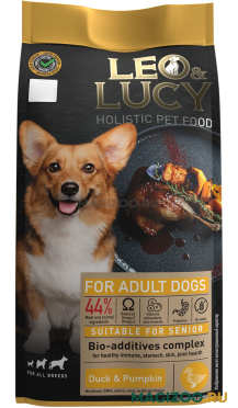 Сухой корм LEO&LUCY HOLISTIC для взрослых собак всех пород с уткой, тыквой и биодобавками (1,6 кг)