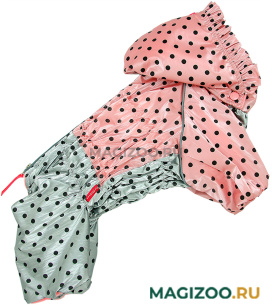 FOR MY DOGS комбинезон для собак серебро/розовый в горох для девочек FW1086-2021 F (14) 