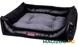 Лежак для собак и кошек Xody Люкс № 2 экокожа черный/серый 60 х 50 х 15 см (1 шт)