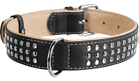 Ошейник кожаный для собак с металлическим украшением черный верх 35 мм 51 – 71 см Collar WauDog Soft (1 шт)
