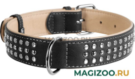 Ошейник кожаный для собак с металлическим украшением черный верх 35 мм 51 – 71 см Collar WauDog Soft (1 шт)