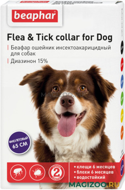 BEAPHAR – Беафар ошейник для собак против блох и клещей, фиолетовый 65 см (1 шт)