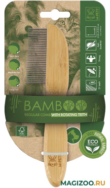 Расческа бамбуковая M-Pets Bamboo с вращающимся зубьями 31 зуб 5,5 x 21,5 см (1 шт)