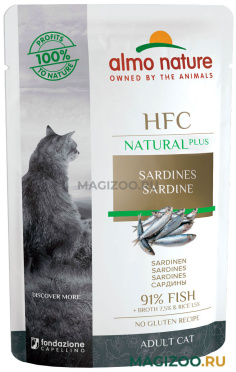 Влажный корм (консервы) ALMO NATURE CAT ALTERNATIVE для взрослых кошек с сардинами пауч (55 гр)
