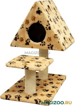 Дом для кошек треугольный Зооник цветной мех 53 х 80 х 78 см (1 шт)