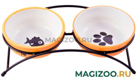 Миски керамические Mr.Kranch на подставке оранжевые (2 х 0,29 л)