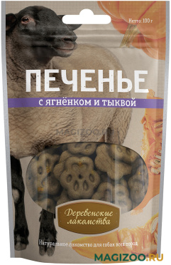 Лакомства ДЕРЕВЕНСКИЕ для собак печенье с ягненком и тыквой 100 гр (1 шт)