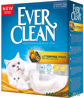 EVER CLEAN LITTERFREE PAWS наполнитель комкующийся для туалета длинношерстных кошек для идеально чистых лап с ароматом свежести желтая полоска (10 л)