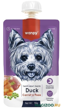 Лакомство WANPY DOG для собак мясной мусс с уткой, морковью, горохом (90 гр)
