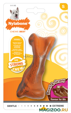 Игрушка для собак Nylabone Strong Chew Bone Beef & Gravy косточка жесткая с ароматом говядины с соусом S (1 шт)