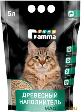 GAMMA наполнитель древесный мелкие гранулы для туалета кошек (5 л)