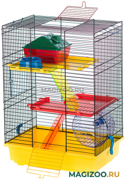 Клетка для грызунов Inter-Zoo G017 Teddy II с пластиковыми цветными аксессуарами цвет в ассортименте 37 х 25 х 51 см (1 шт)