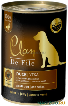 Влажный корм (консервы) CLAN DE FILE монобелковые для взрослых собак с уткой и пивными дрожжами (340 гр)