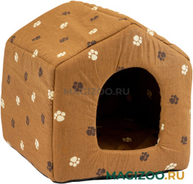 Домик для собак и кошек Дарэленд Будка с подушкой коричневый хлопок 37 х 37 х 37 см (1 шт)