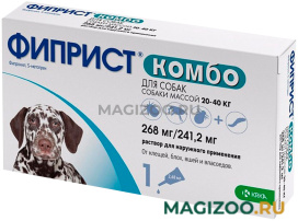 ФИПРИСТ КОМБО – капли для собак весом от 20 до 40 кг против клещей, блох, вшей и власоедов 1 пипетка по 2,68 мл KRKA (1 пипетка АКЦ)