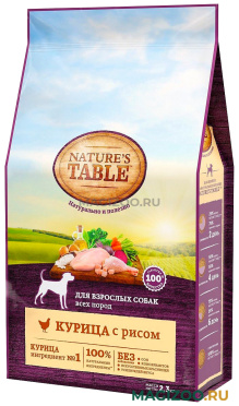 Сухой корм NATURE'S TABLE для взрослых собак всех пород с курицей и рисом (2,3 кг)