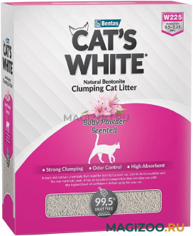 CAT'S WHITE BABY POWDER BOX наполнитель комкующийся для туалета кошек с ароматом детской присыпки коробка (6 л)
