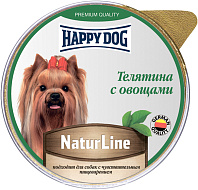 HAPPY DOG NATUR LINE для взрослых собак маленьких пород паштет с телятиной и овощами (125 гр)
