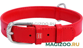 Ошейник кожаный для собак без украшений красный 25 мм 38 – 49 см Collar WauDog Glamour (1 шт)