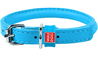 Ошейник кожаный круглый для длинношерстных собак синий 13 мм 45 – 53 см Collar WauDog Glamour (1 шт)