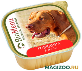 Влажный корм (консервы) BIOMENU для взрослых собак с говядиной в желе  (150 гр)