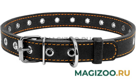 Ошейник кожаный для собак безразмерный черный 25 мм 60 см Collar (1 шт)