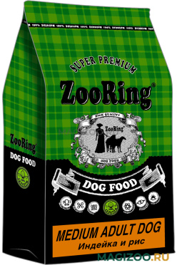 Сухой корм ZOORING MEDIUM ADULT DOG для взрослых собак средних пород с индейкой и рисом (10 кг)