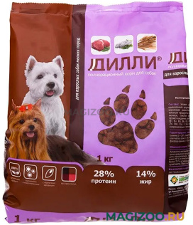 Сухой корм ДИЛЛИ для взрослых собак маленьких пород (1 кг)