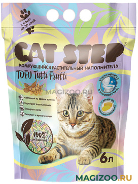 CAT STEP TOFU TUTTI FRUTTI наполнитель комкующийся растительный  для туалета кошек  (6 л)