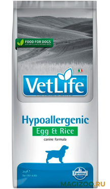 Сухой корм FARMINA VET LIFE CANIN HYPOALLERGENIC для взрослых собак при пищевой аллергии, непереносимости с яйцом и рисом (2 кг)