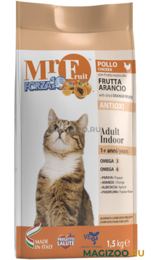Сухой корм FORZA10 CAT MR.FRUIT ADULT INDOOR для взрослых кошек живущих дома с курицей  (1,5 кг)