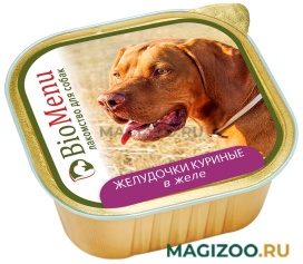 Влажный корм (консервы) BIOMENU для взрослых собак с желудочками куриными в желе  (300 гр)