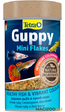 TETRA GUPPY MINI FLAKES корм хлопья для всех видов гуппи и других живородящих рыб (100 мл)