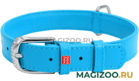 Ошейник кожаный для собак без украшений синий 25 мм 38 – 49 см Collar WauDog Glamour (1 шт)