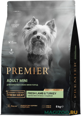 Сухой корм PREMIER LOW GRAIN DOG ADULT MINI LAMB & TURKEY низкозерновой для взрослых собак маленьких пород с ягненком и индейкой (8 кг)