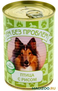Влажный корм (консервы) ЕМ БЕЗ ПРОБЛЕМ для взрослых собак с птицей и рисом (410 гр)