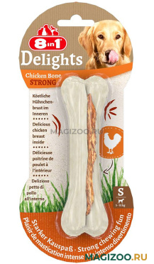Лакомство 8 IN 1 DELIGHTS STRONG S для собак маленьких и средних пород косточка для зубов 11 см (1 шт)