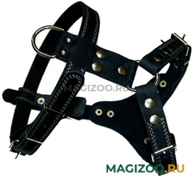 Шлейка для собак № 2 водильная кожаная черная 82 - 96 см x 25 мм Аркон (1 шт) 