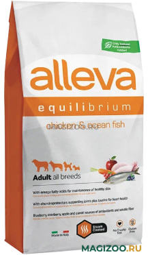 Сухой корм ALLEVA EQUILIBRIUM ADULT DOG ALL DAY MAINTENANCE CHICKEN & OCEAN FISH для взрослых собак всех пород с курицей и океанической рыбой (12 кг)