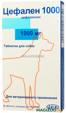 ЦЕФАЛЕН 1000 препарат для собак для лечения бактериальных инфекций уп. 8 таблеток (1 уп)