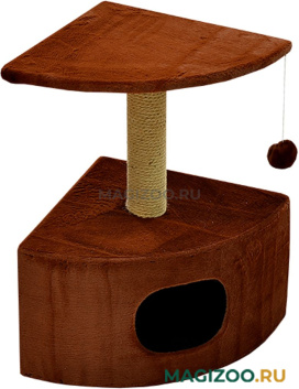 Дом для кошек круглый угловой Зооник коричневый мех 43 х 43 х 67 см (1 шт)