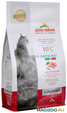 Сухой корм ALMO NATURE HFC LONGEVITY PORK для взрослых и пожилых кастрированных котов и стерилизованных кошек со свежей свининой (1,2 кг)