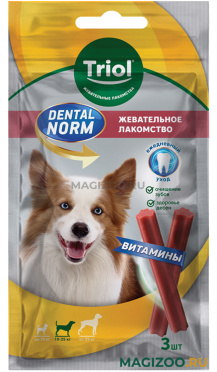 Лакомство TRIOL DENTAL NORM палочки жевательные с витаминами для собак средних пород 75 гр (1 шт)
