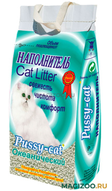 PUSSY-CAT ОКЕАНИЧЕСКИЙ наполнитель впитывающий для туалета кошек с ароматизатором (10 л)