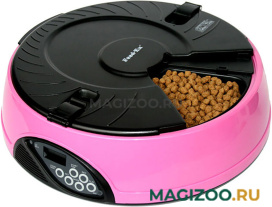 Автоматическая кормушка для кошек и собак на 6 кормлений с ЖК-дисплеем Feed-Ex, розовая (1 шт)